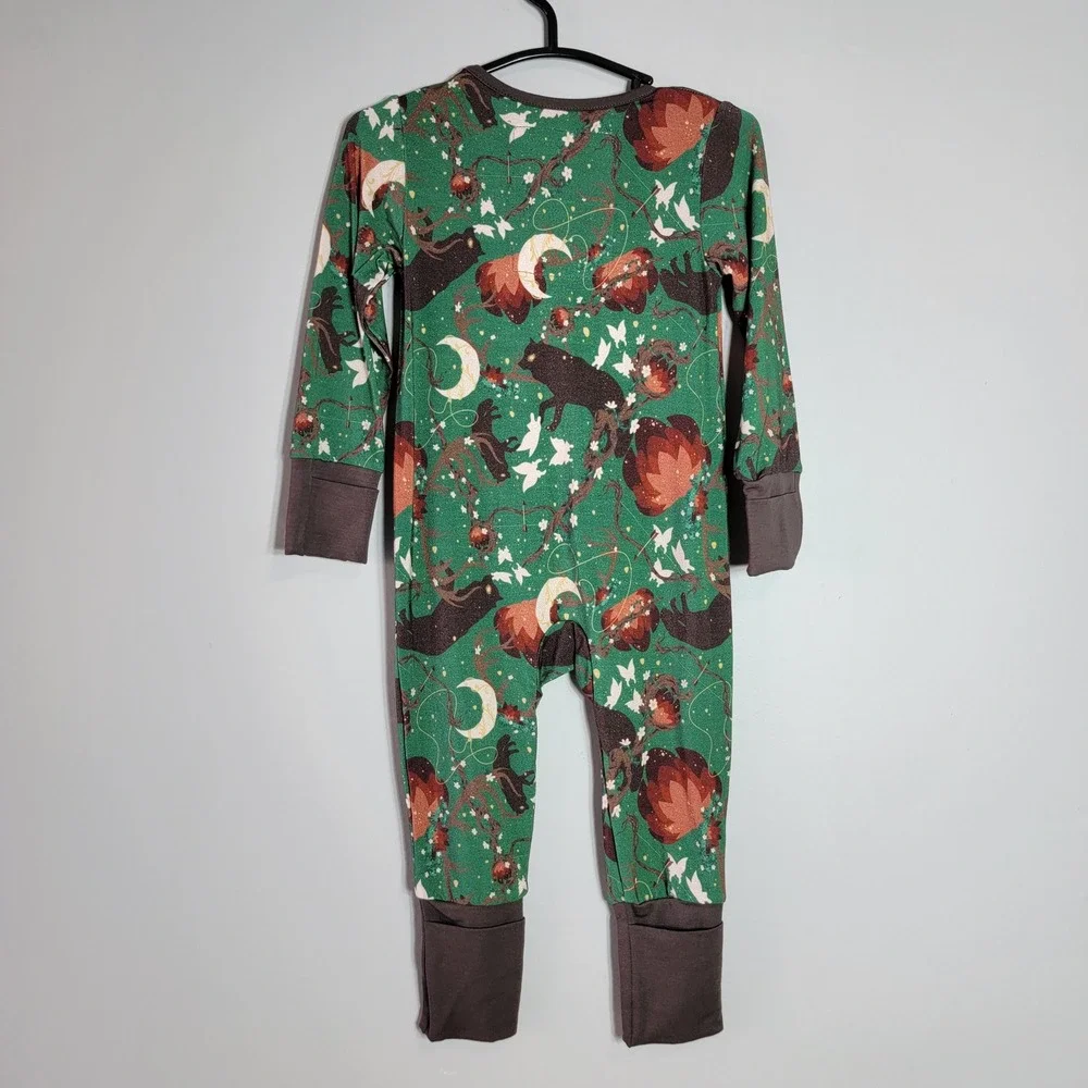 Newblette Attire Bamboo Wolf‎ Zip Romper 3-6 Months Pajamas Footie Sleepwear NWT